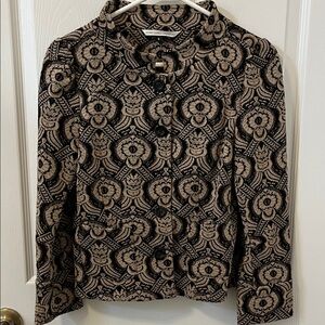 Diane Von Furstenberg Kelly Black and Gold Patterned Blazer